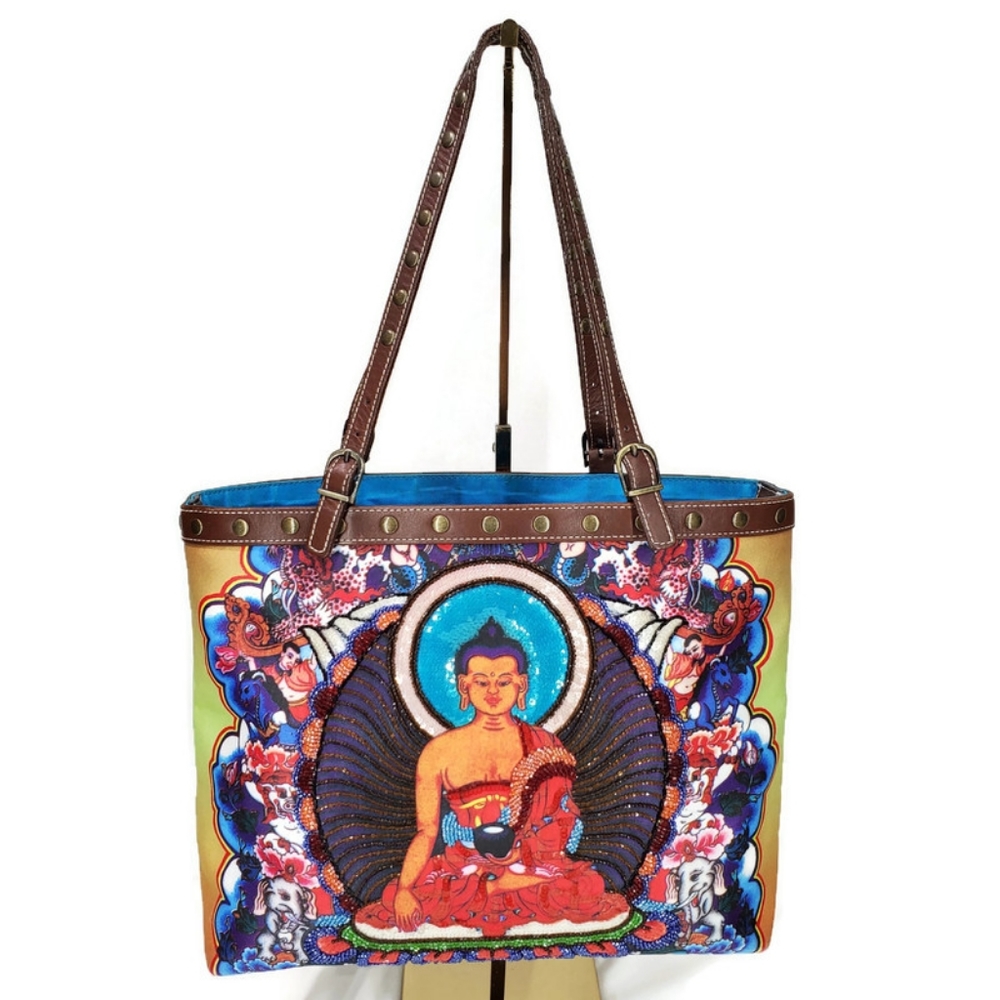 Isabella Fiore VINTAGE Buddha Shakyamuni Beaded Handbag/Tote